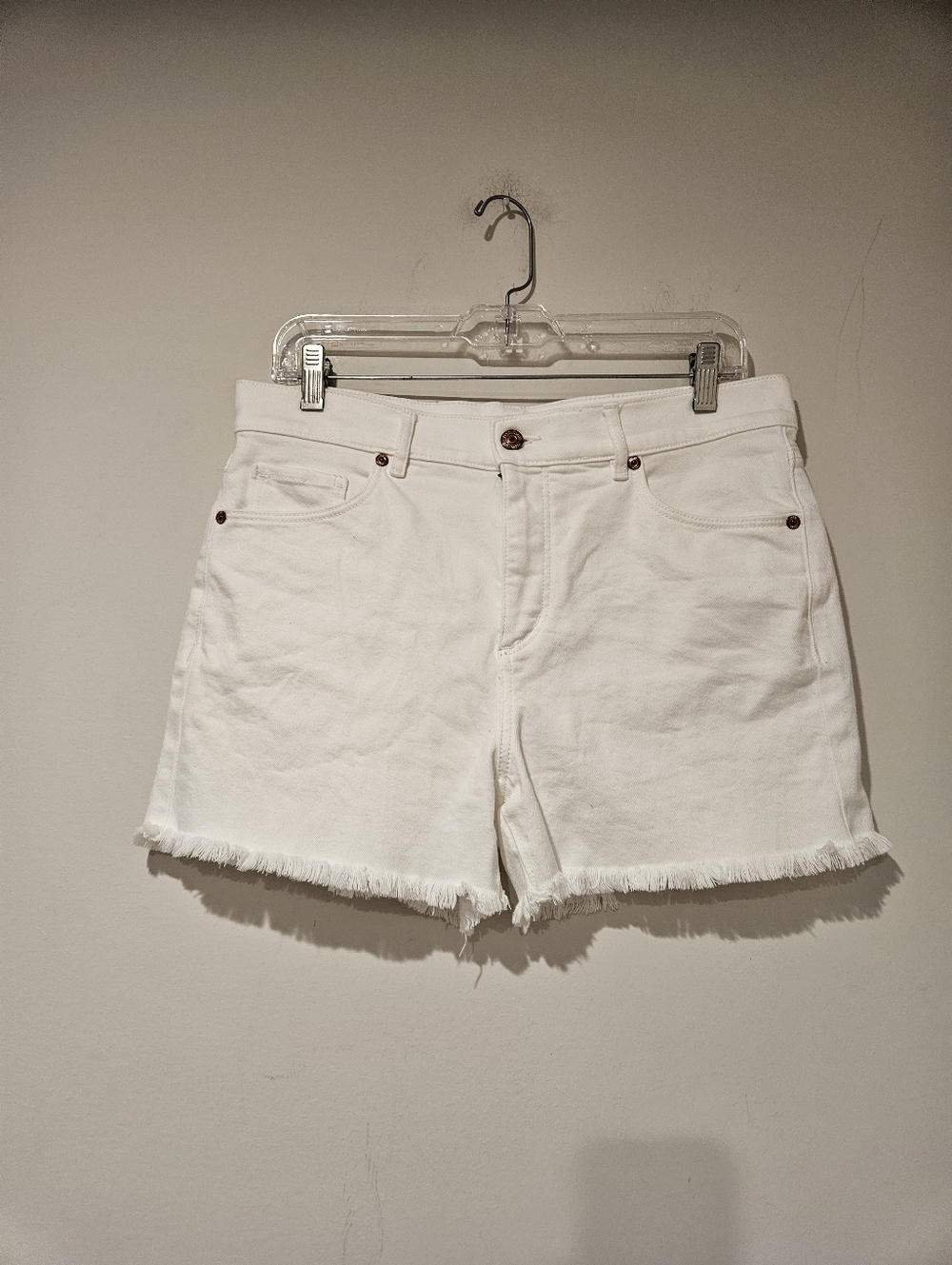 Loft White Women's Denim Cutoff Shorts - Classic Frayed Hem, Size 6